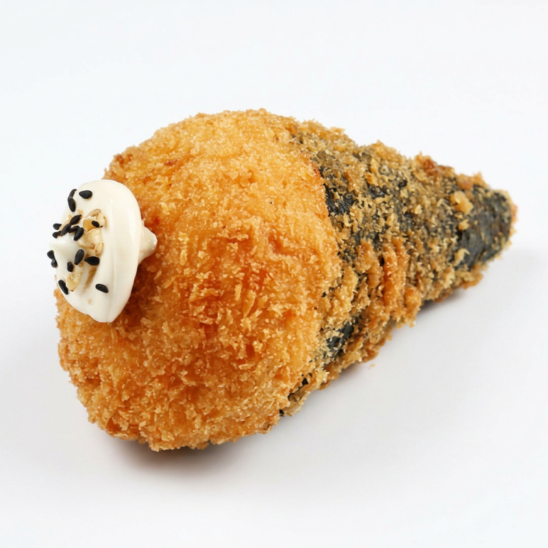 Temaki de salmão grelhado empanado e frito .