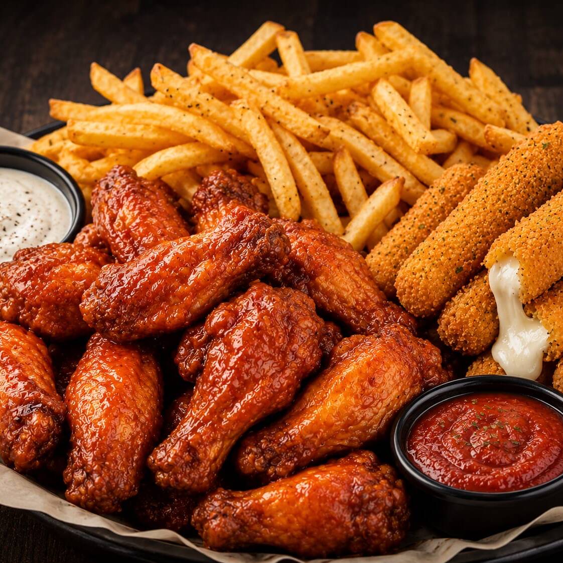 Combo Alitas, Papas y Dedos de Queso