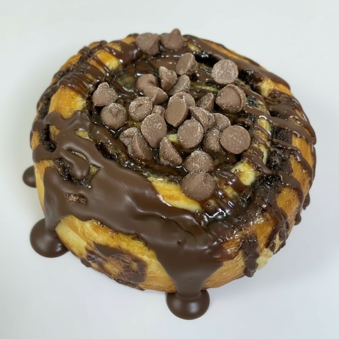 Massa semi folhada com delicioso recheio de chocolate e raspas de chocolate finalizar.