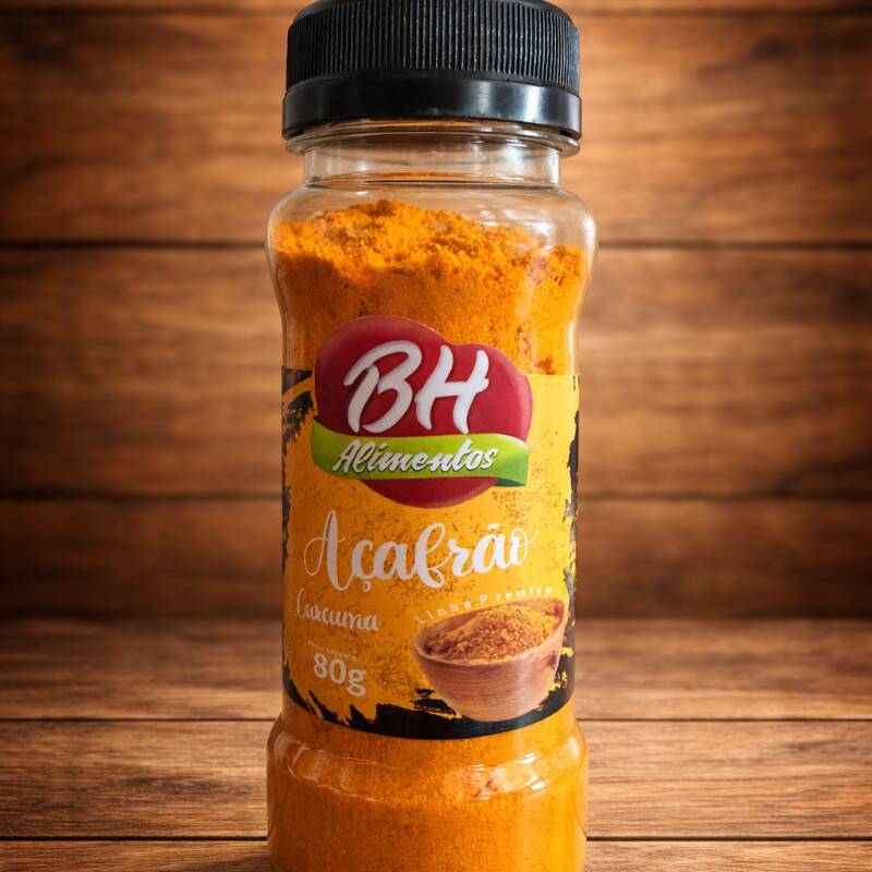 Frasco plástico com 80g de Açafrão - Linha Premium.