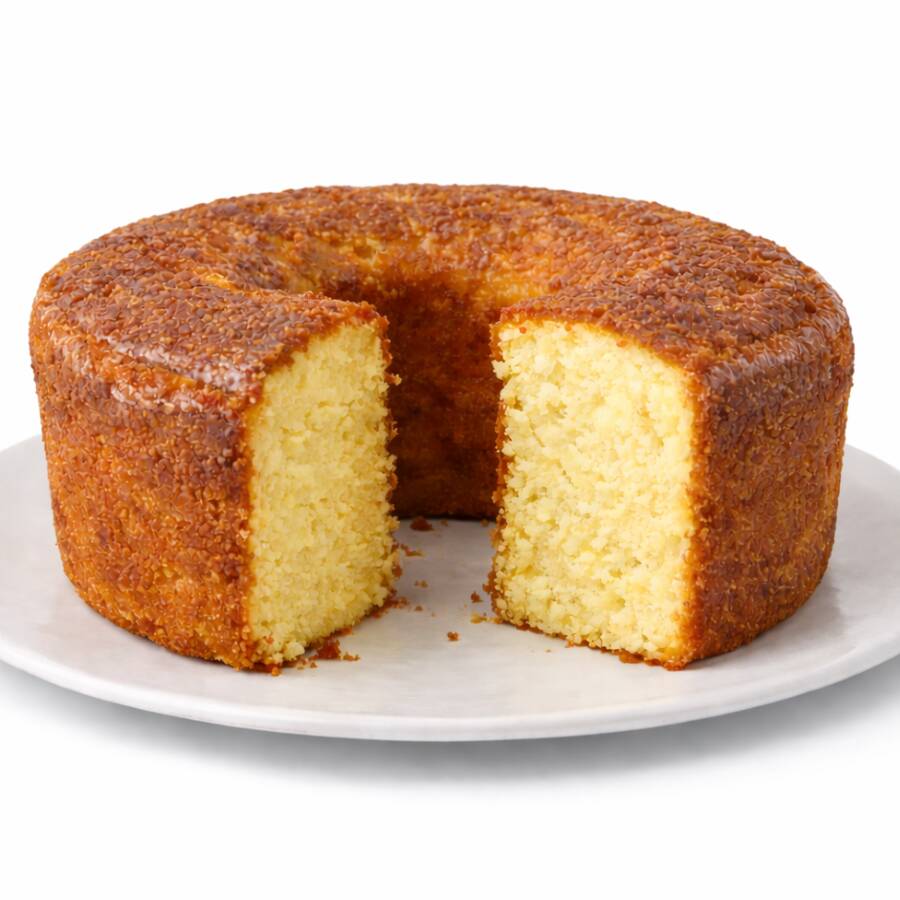 Bolo Sem Farinha, Zero Glúten, Preparado Com Grão De Arroz, Massa Leve, Macia e Extremamente Saborosa. Bolo De 20 Cm, Ideal Pra Quem Busca Sabor e Leveza Sem Abrir Mão Do Caseiro. Delicioso Do Começo Ao Fim.