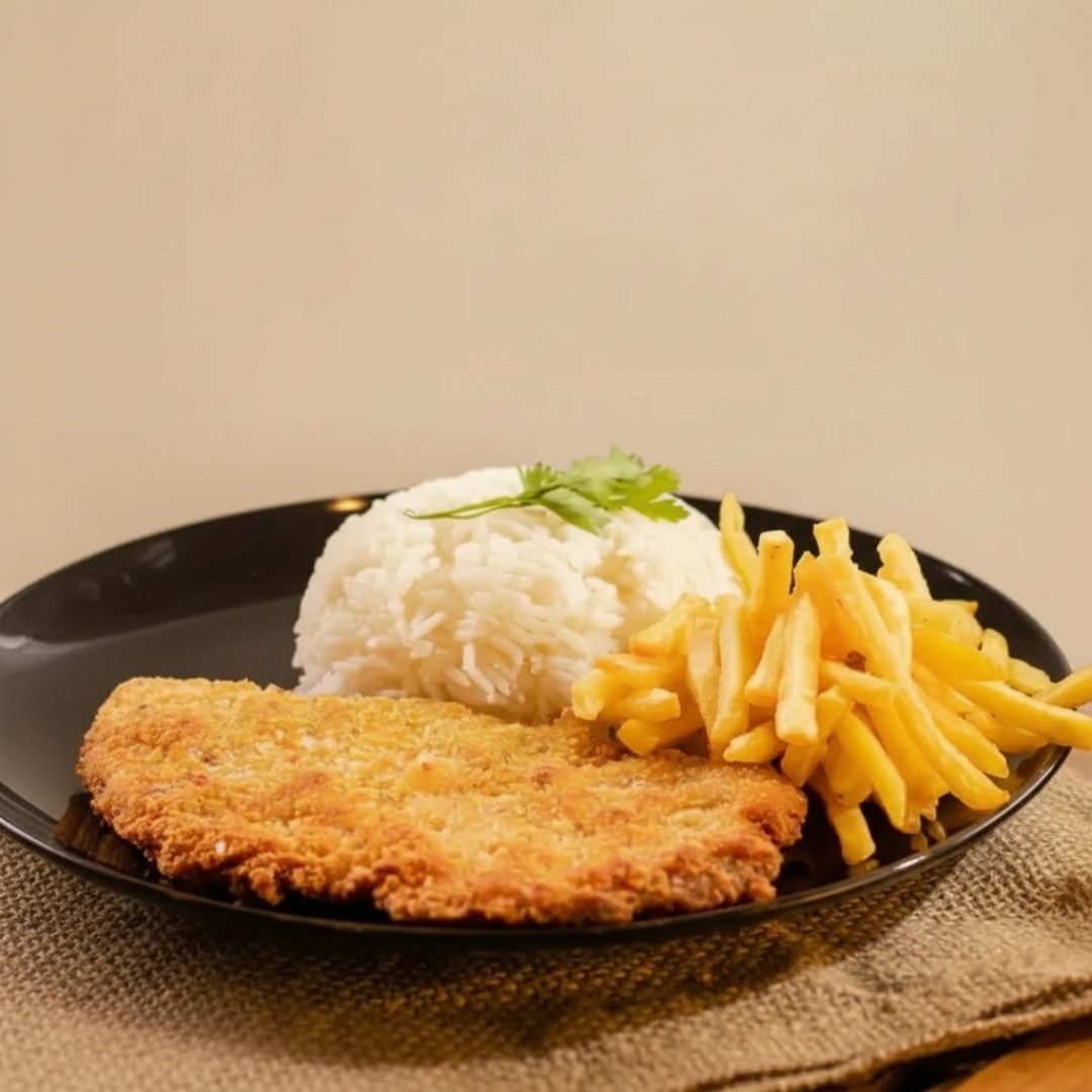 Um delicioso frango empanado sequinho com arroz e feijão mais acompanhamentos adicionais ao seu gosto... Peça já, e monte seu prato perfeito !!! *imagem ilustrativa*