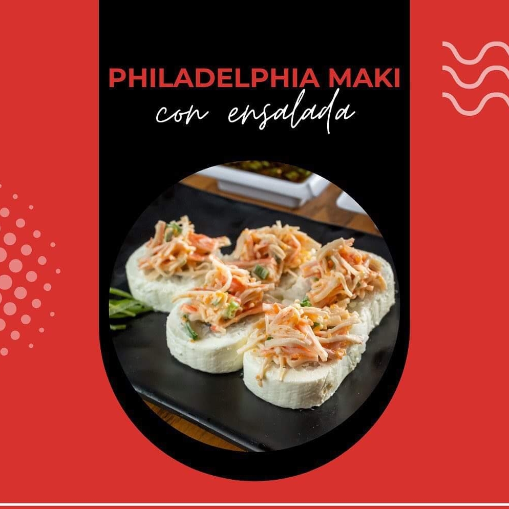 Philadelphia roll con ensalada