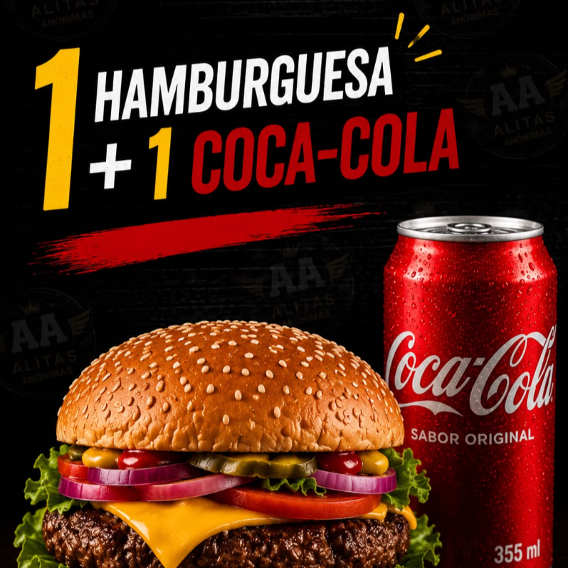 Hamburguesa + Coca Cola 355ml