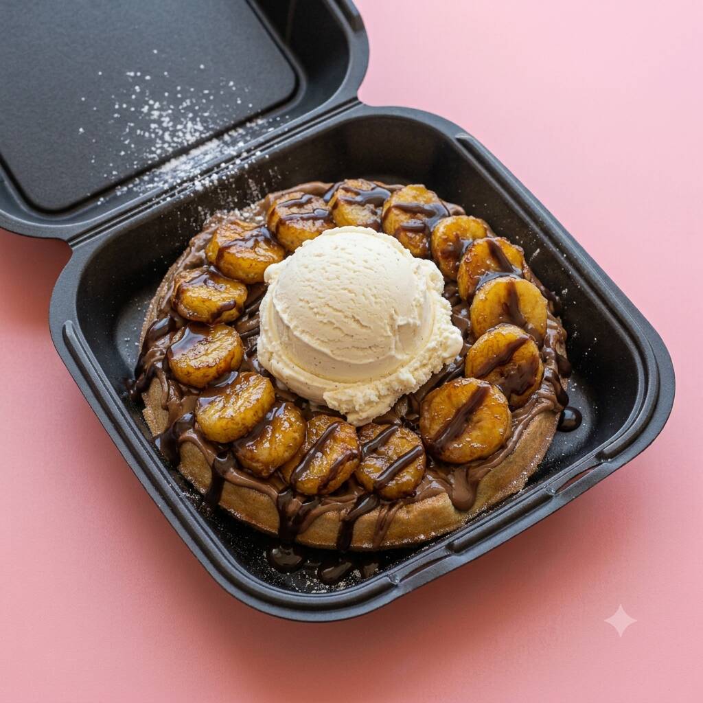 WAFFLE PLÁTANO FRITO CON NUTELLA
