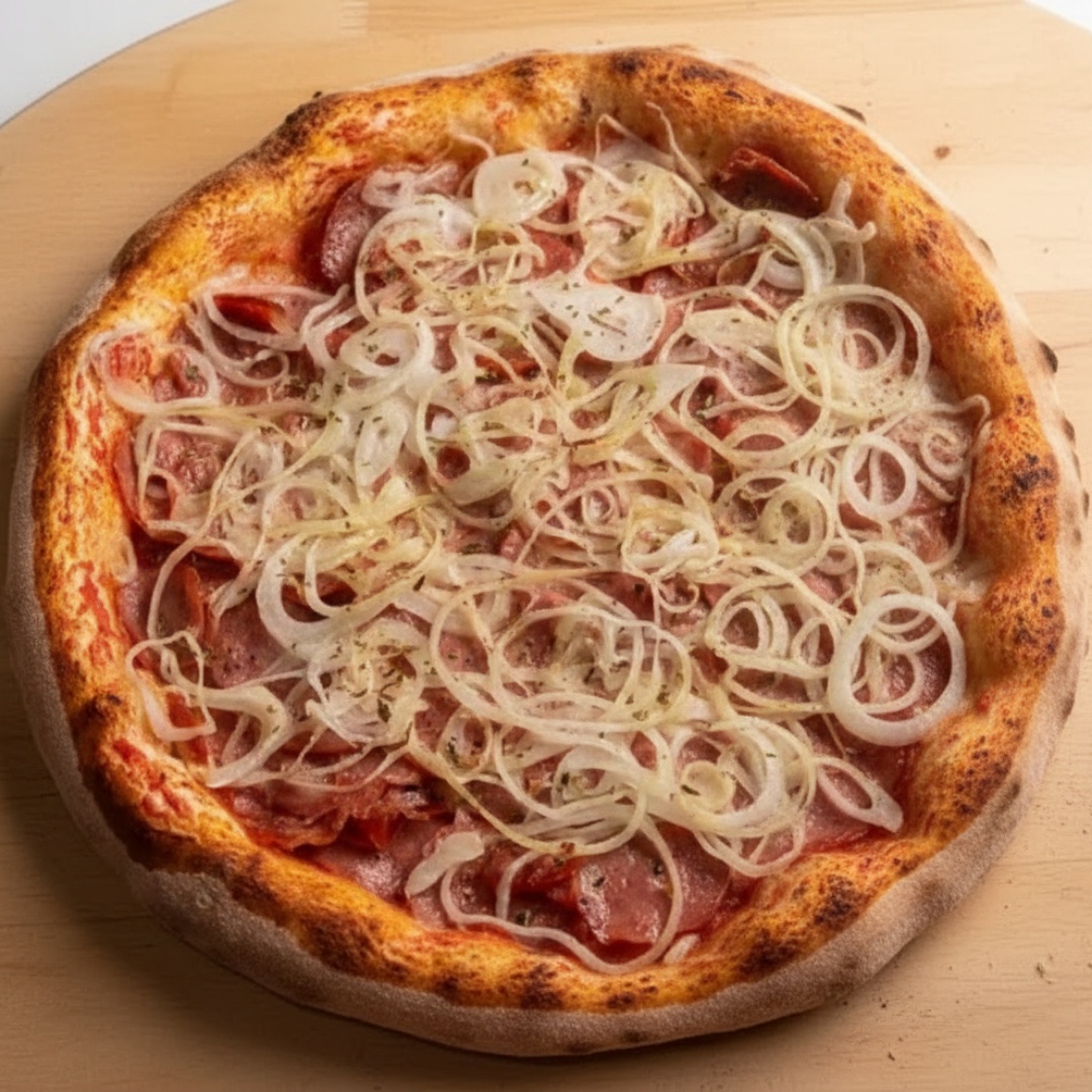 Calabresa,Molho e Cebola.