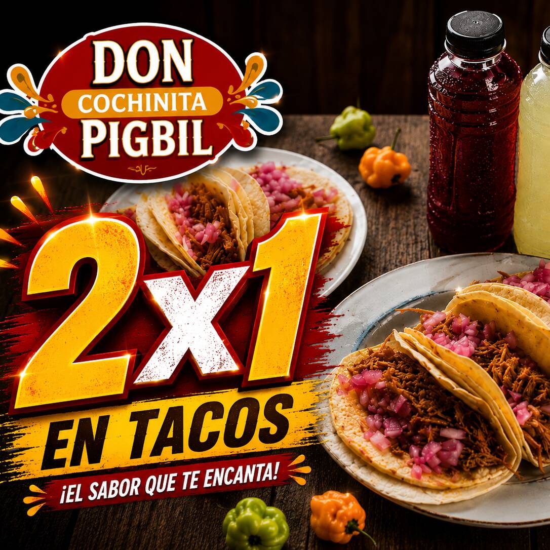 PROMOCION!! 🤤2x1 Tacos Grandes De Cochinita 🌮🌮