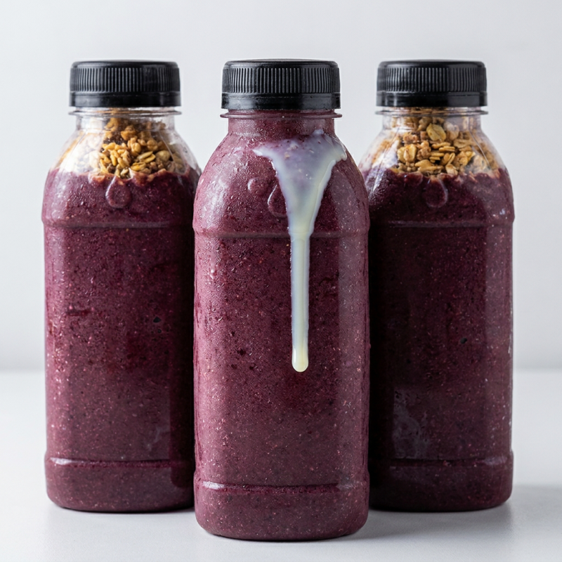 Vitamina especial de Açaí Premium batida com banana, granola, leite em pó e leite condensado. Obs: Somente nas vitaminas, os acréscimos(caso escolha algum) são batidos junto com a mesma, não são enviados separados como nos cremes.