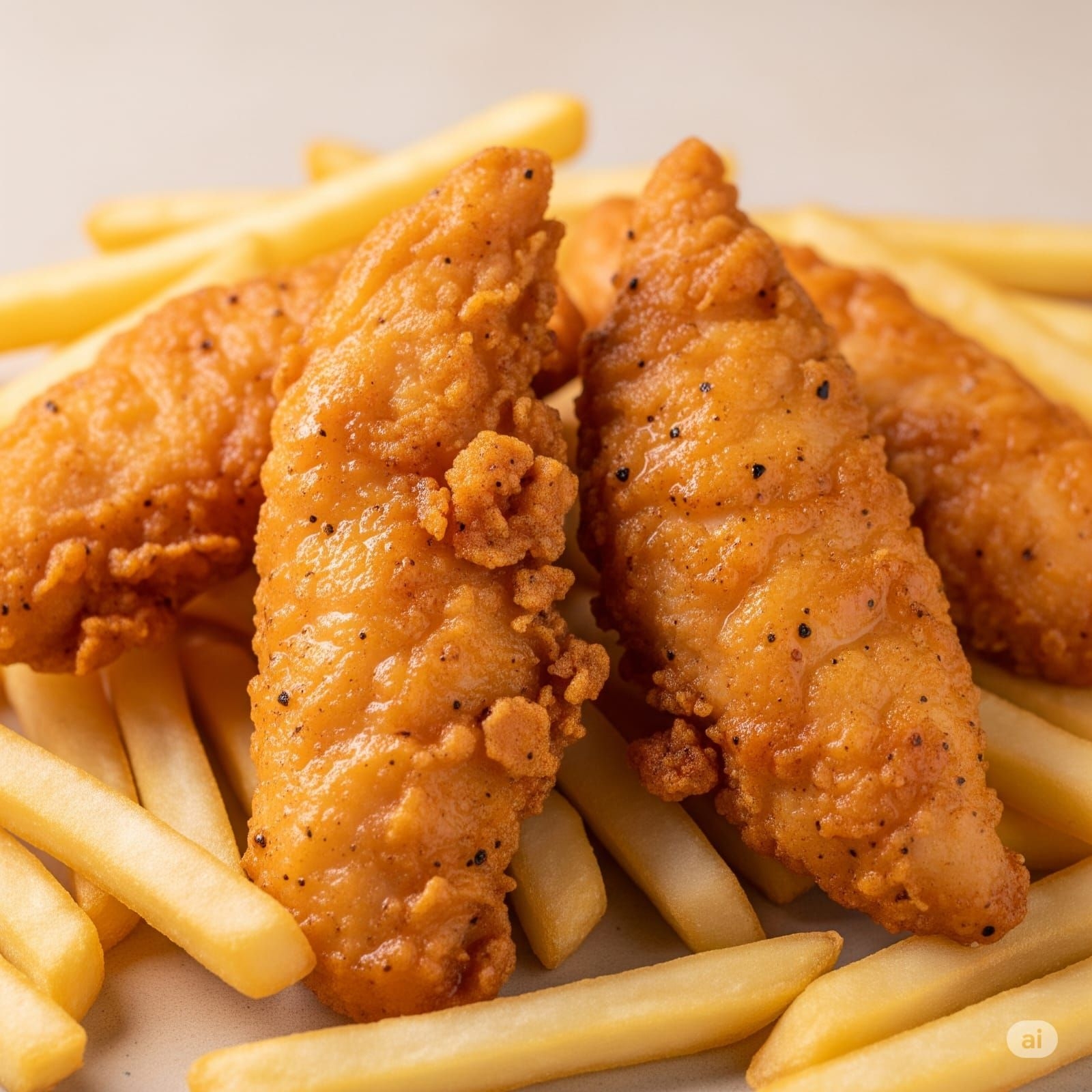 4 Tenders de Pechuga de Pollo Con Papás Fritas