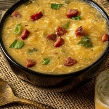 Caldo de bacon 500ml, torrada e cebolinha
