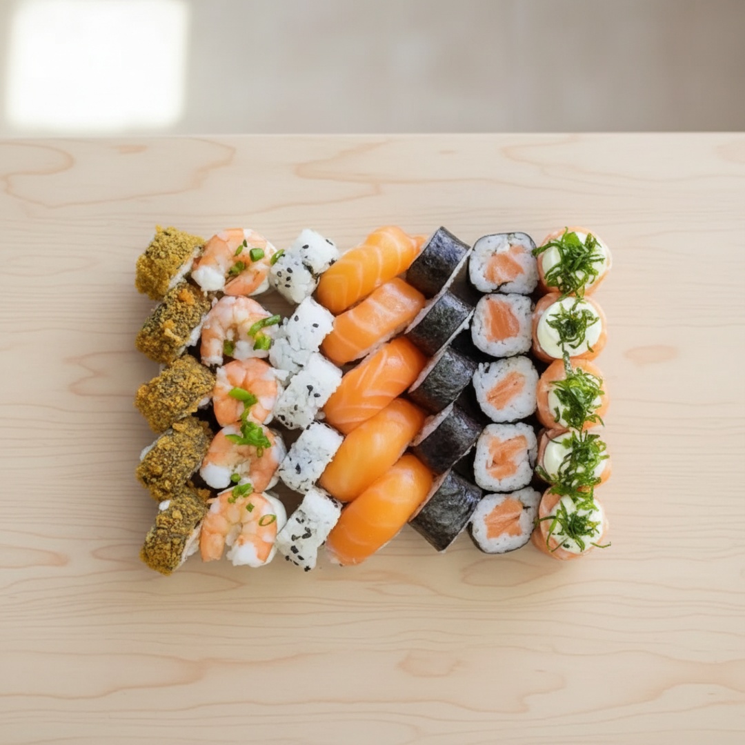5 Niguiri de salmão
5 Maki de salmão
5 Maki de salmão grelhado
5 Maki de salmão grealhdo com Doritos
5 Uramaki de salmão grelhado
5 Maki de salmão Grelhado com Creamcheese e Camarão
5 Joy gunkan de salmão com tartar de salmão e cebolinha
5 Hot de salmão grelhado
* Foto Ilustrativa
*Itens entregues frios
* Não alteramos as peças
Tags: Peixe, frutos do mar, jantar, lanche, almoço, sushi, japa, japones, oriental, delivery, promoção
