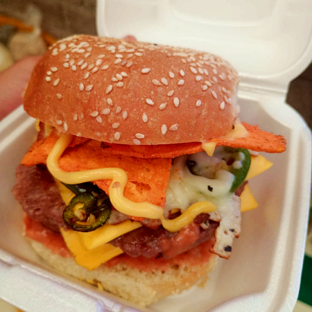 Burger cheese Doritos Nacho doble