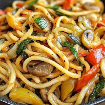 🍝✨ ESPAGUETIS CON CALABACÍN, PIMIENTO Y HONGOS ✨