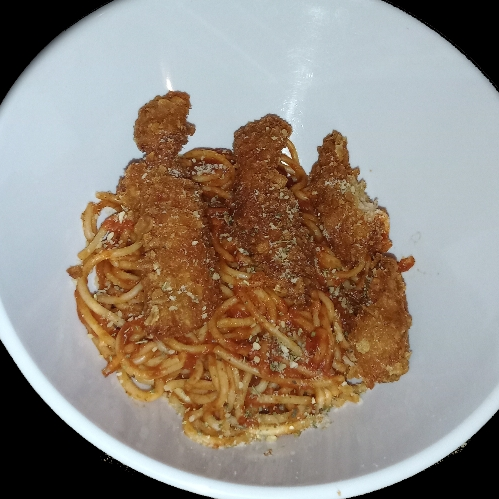 Pasta Pomodoro con Tiras Crispy