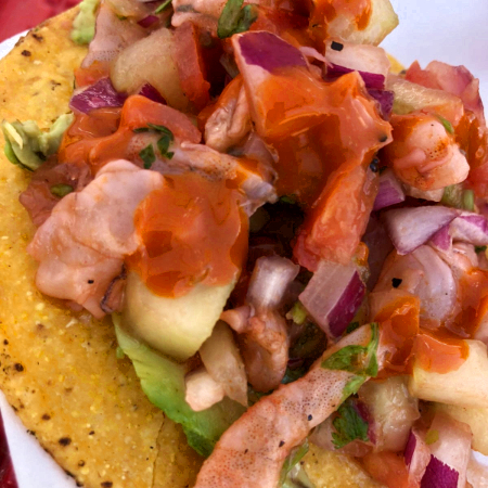 TOSTADA DE CEVICHE DE CAMARON