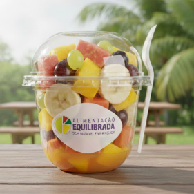 Banana, Manga, Goiaba, Uva Verde, Uva Roxa, Mamão e Suco de Laranja