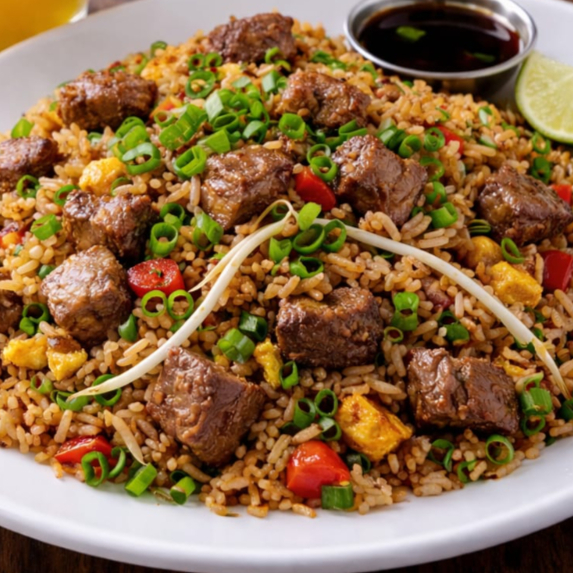 Chaufa con Trozos de Carne.