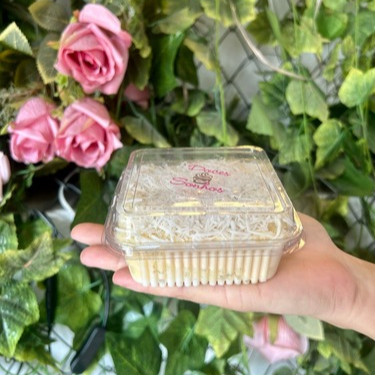 Bolo gelado de coco, bem molhado e recheado com cocada cremosa