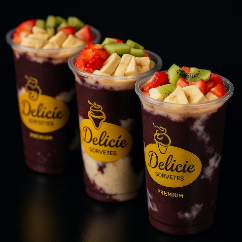 O nosso delicioso açai agora em triplo
com morango , banana , granola, amendoim, paçoca, leite em pó e leite condensado