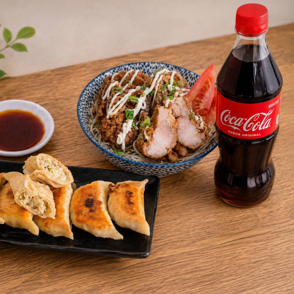 Pollo Teriyaki + Mini Gyozas X4 + Coca Cola