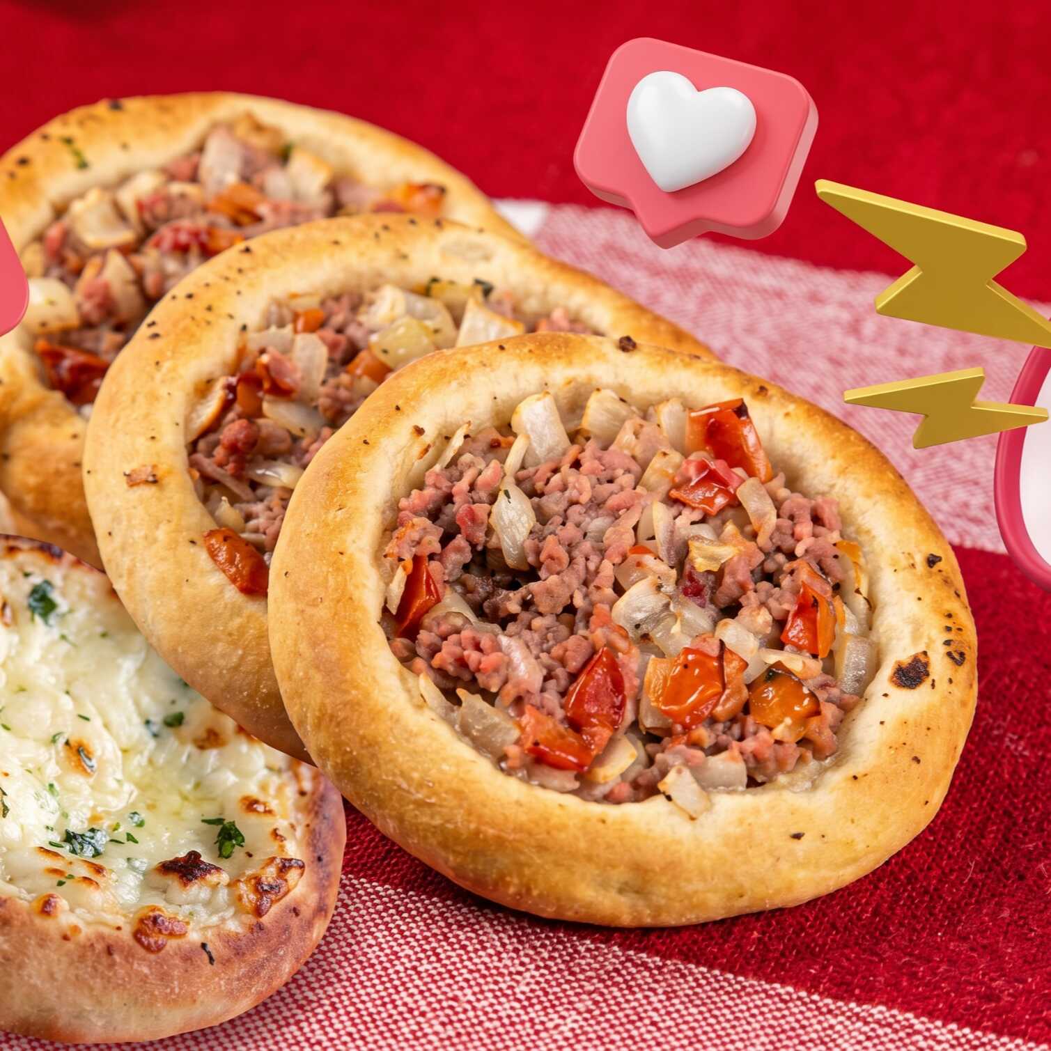 5 esfihas de carne, 5 esfihas de queijo mussarela