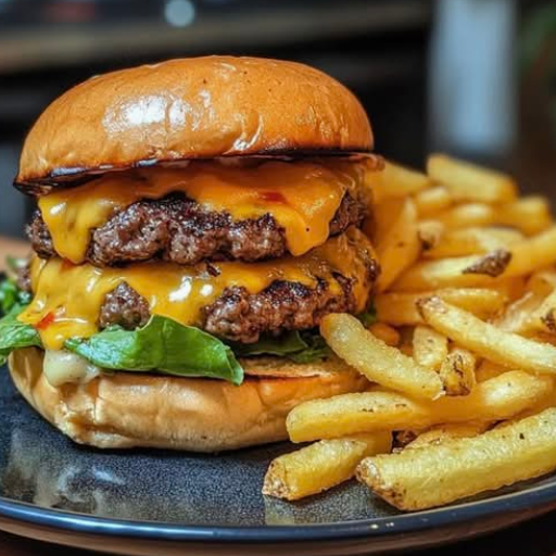 Hamburguesa con Papas Doble Carne