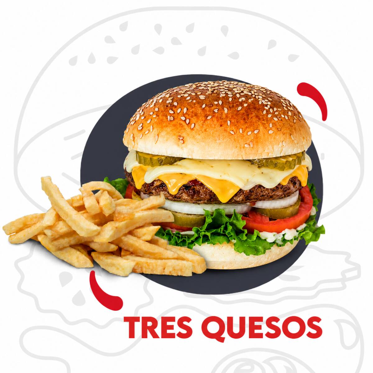 Hamburguesa Gourmet Tres Quesos
