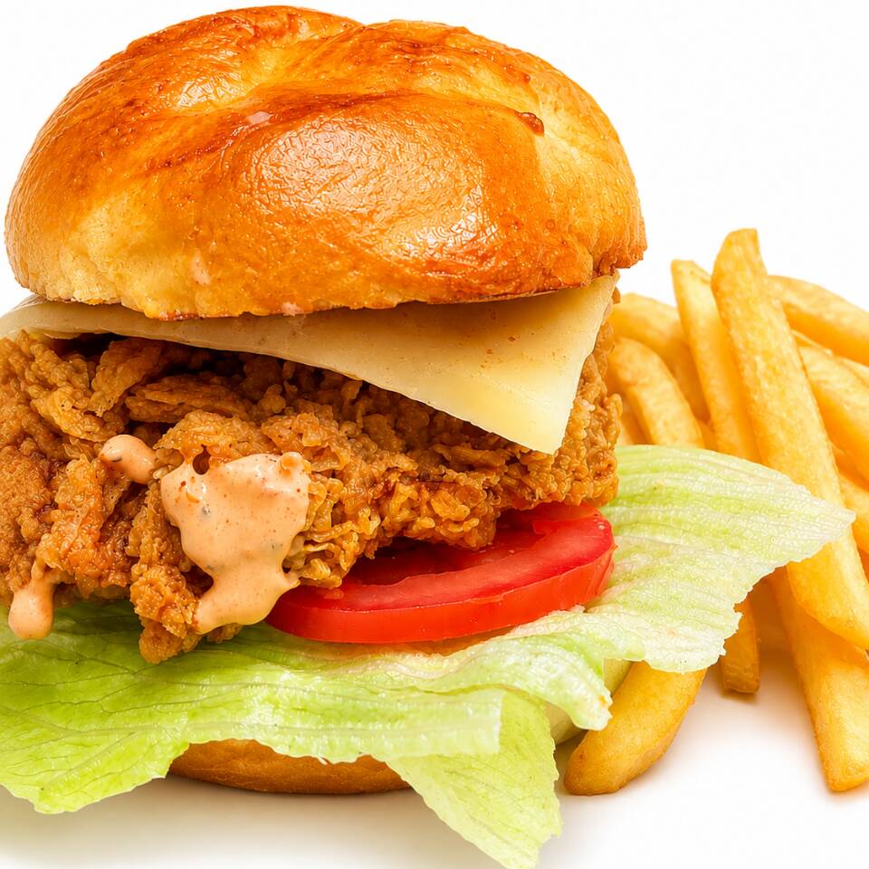 Hamburguesa de Pollo con Papas