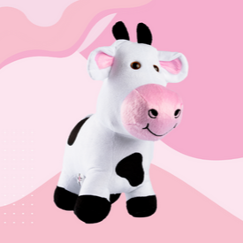Pelúcia da mascote Vaquinha Moo.
Tamanho aproximado: 32cm x 13cm x 30cm