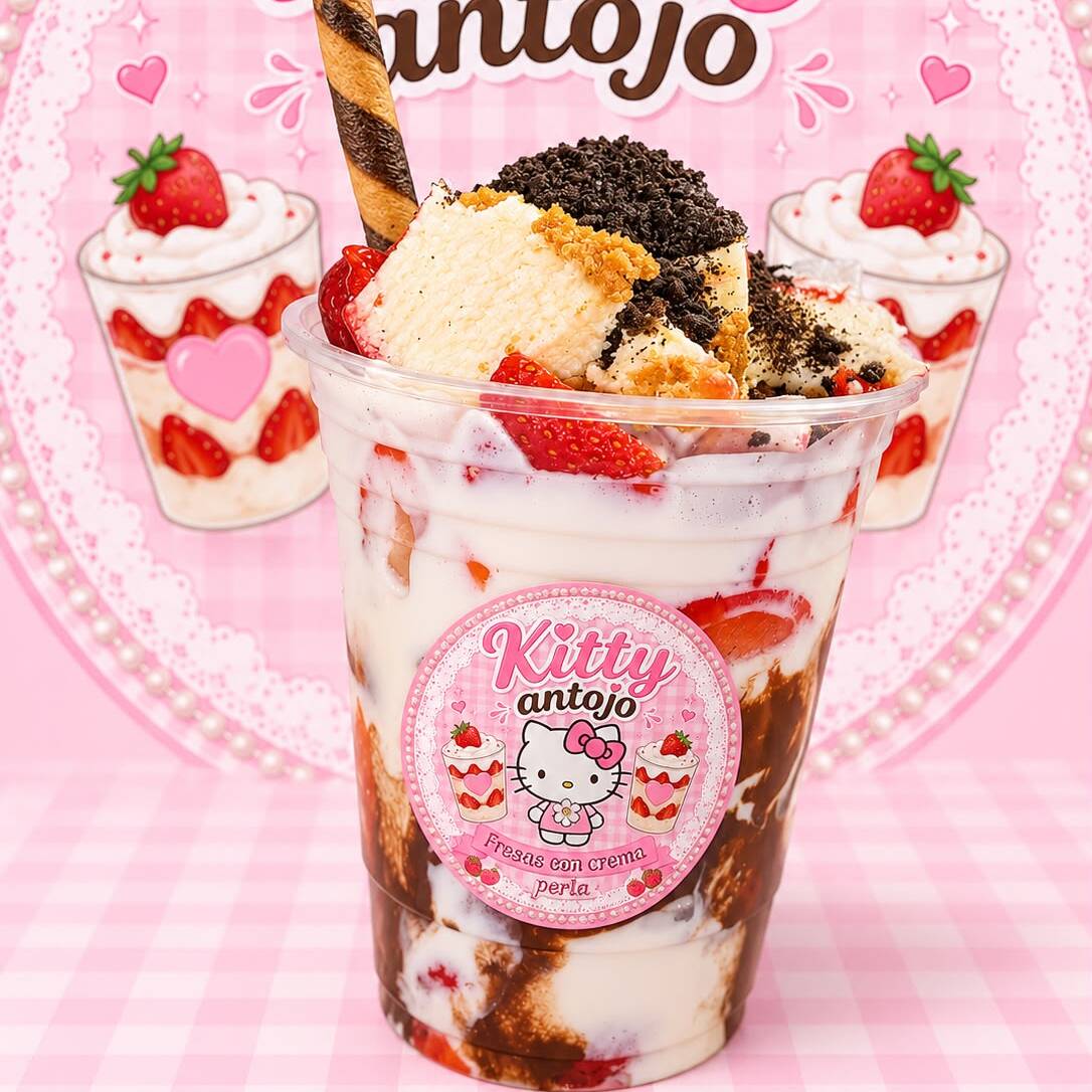 Vaso de 10 onzas de fresas con crema