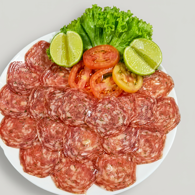 Salame, azeitona e orégano