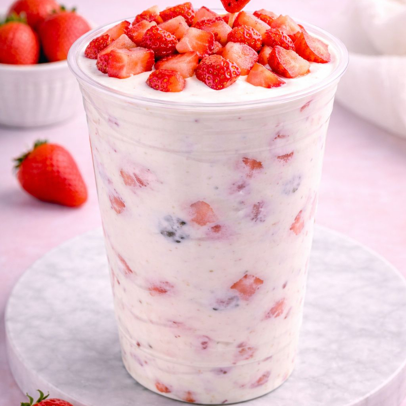 Fresas con Crema Vaso De A "Litro" Sencillo