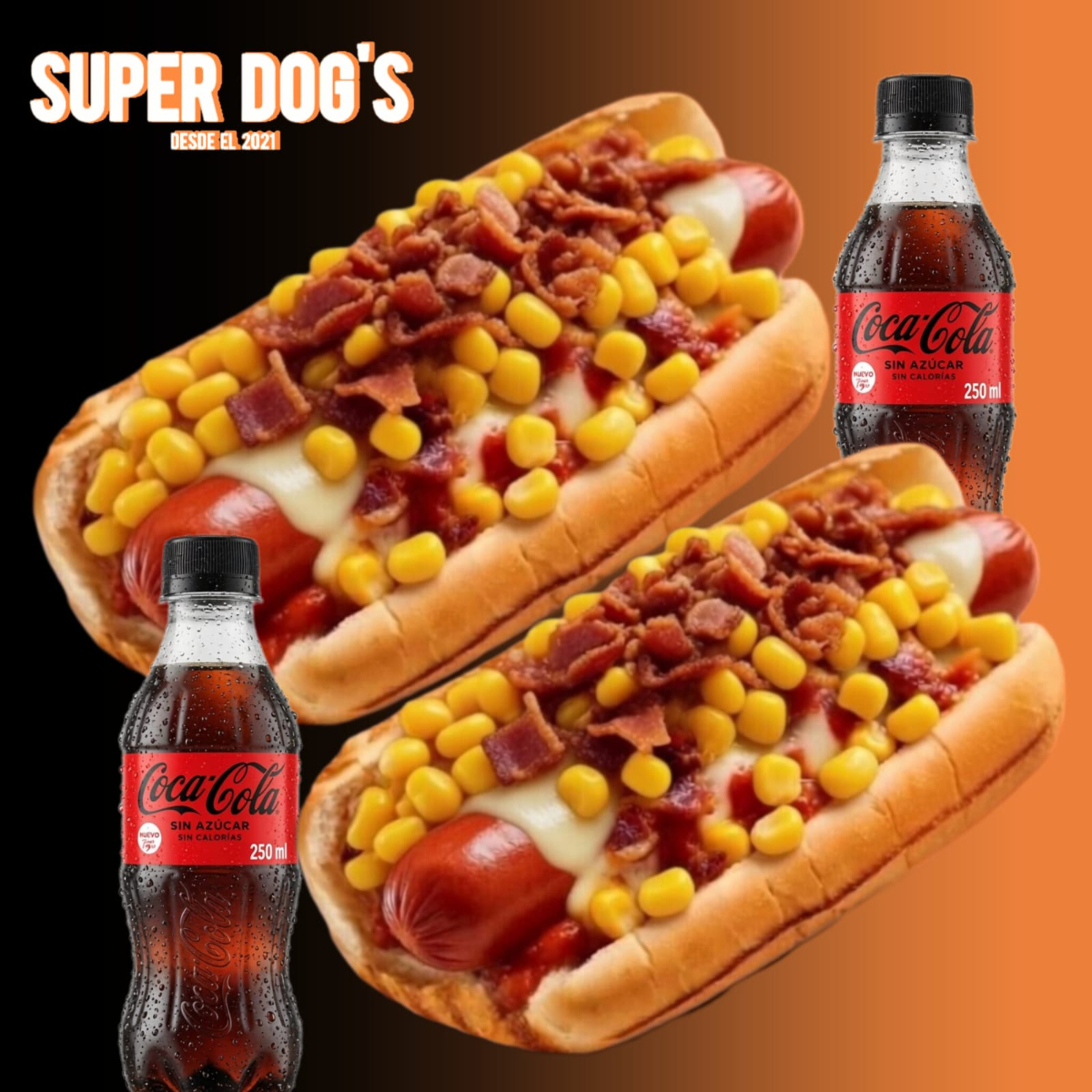 COMBO 2 HOT DOGS ESPECIALES M.T+GASEOSA