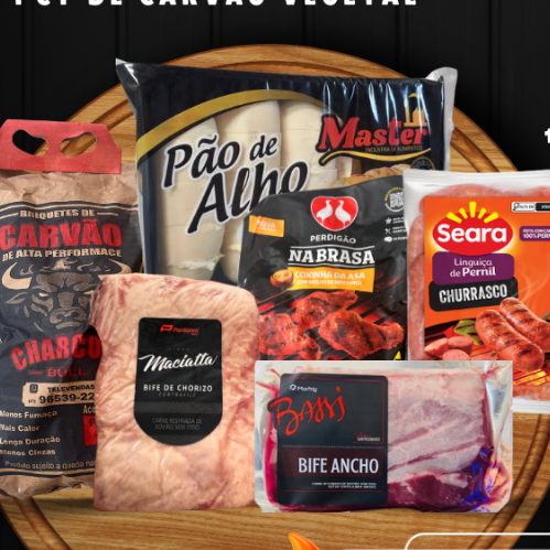 1kg á 1,2kg de contra filé ou bife ancho ou baby beef 500g de linguiça (sabores podem variar de acordo com estoque) 1pct de pão de alho c/queijo 1pct de drumet temperada carvão vegetal + acendedor 100g de sal de parrilha -----tags----- entrega grátis, grátis, 0,99, 0800, churrasco, kit churrasco, contra filé, promoção, cupom, carvão, oferta, kit, entrega rápida, picanha, pão de alho, queijo coalho, churrasco fácil, carne para churrasco