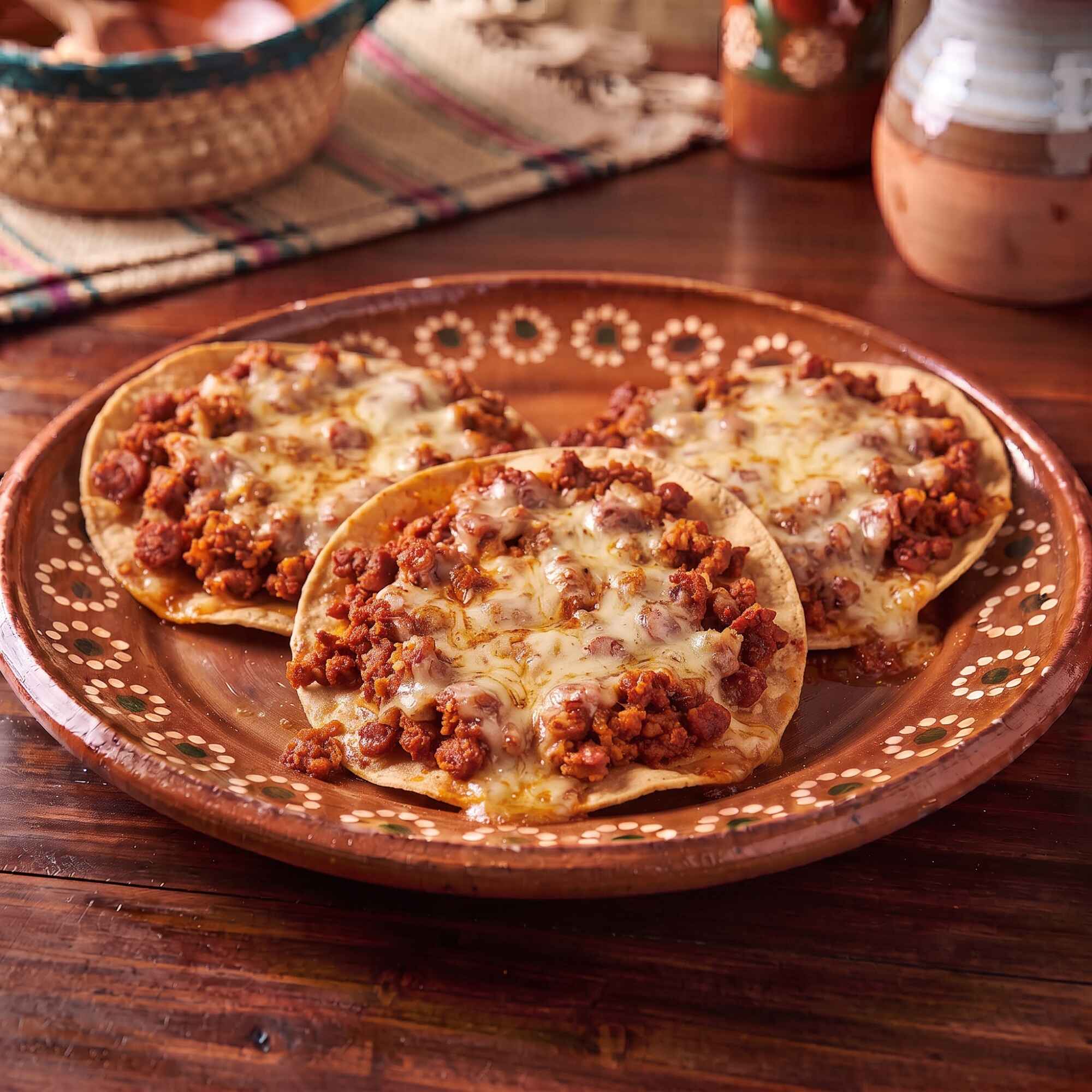 Tostadita de Maiz con Queso y Chistorra