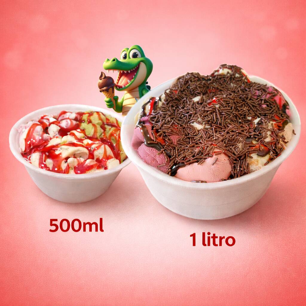 Escolha seus sabores, cobertura e granulado ou amendoim (Inclusos no pote)