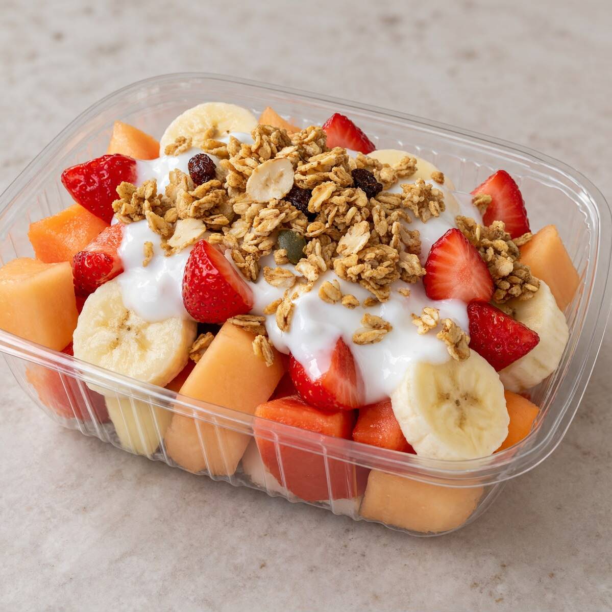 Fruta con Yogurt y Granola.