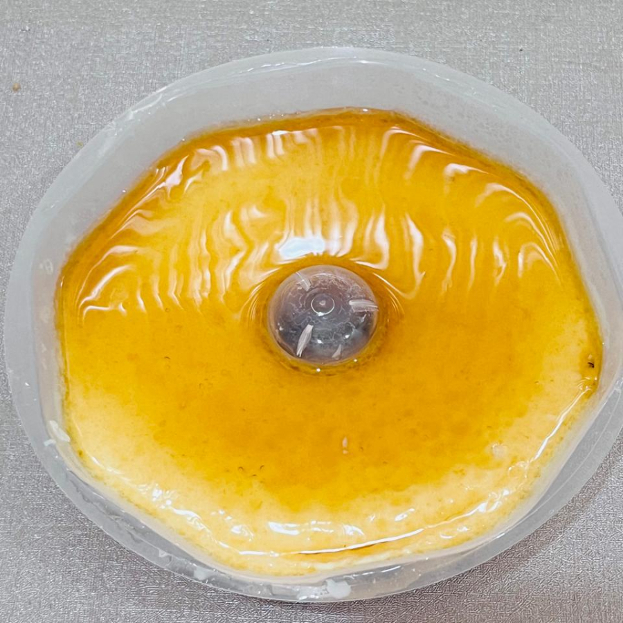 Delicioso pudim caseiro de leite condensado com ovos, creme de leite e leite em pó integral, caramelizado tradicionalmente, em uma vasilha de 550ml. Rende até 4 pedaços. ATENÇÃO: Vasilha de 550ml!