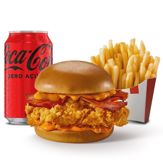 Kentucky Cheddar Bacon + Batata Média + Bebida
