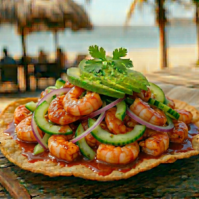 Tostada de Aguachile Rojo