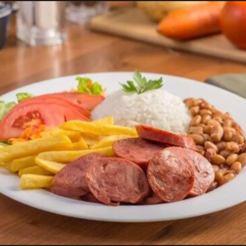 Acompanhamento : Arroz, feijão ( fritas ou salada)