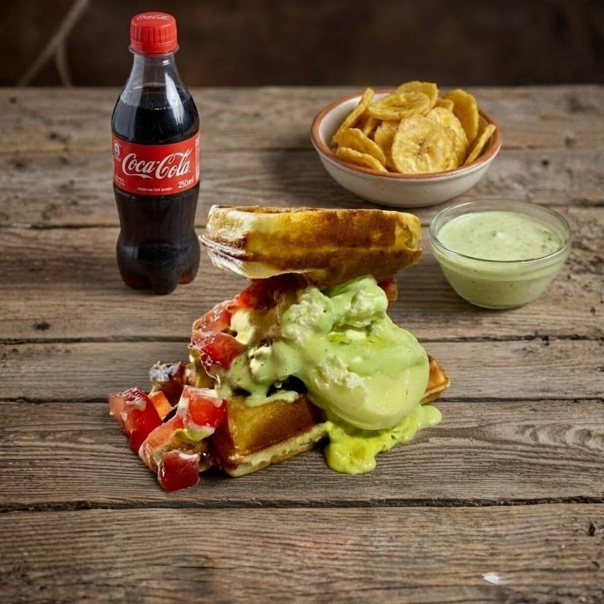 Waffle Celestial + Gaseosa + Platanitos