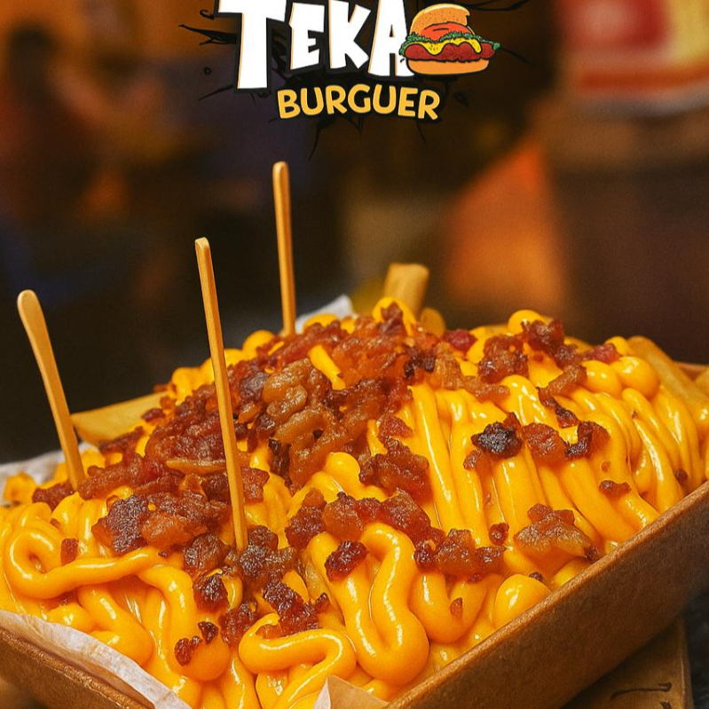 Batata frita com cheddar e bacon p