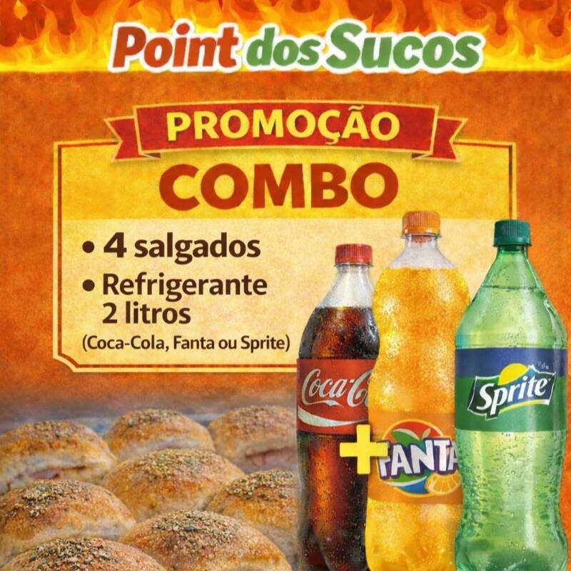 4 salgados + ref 2 litros