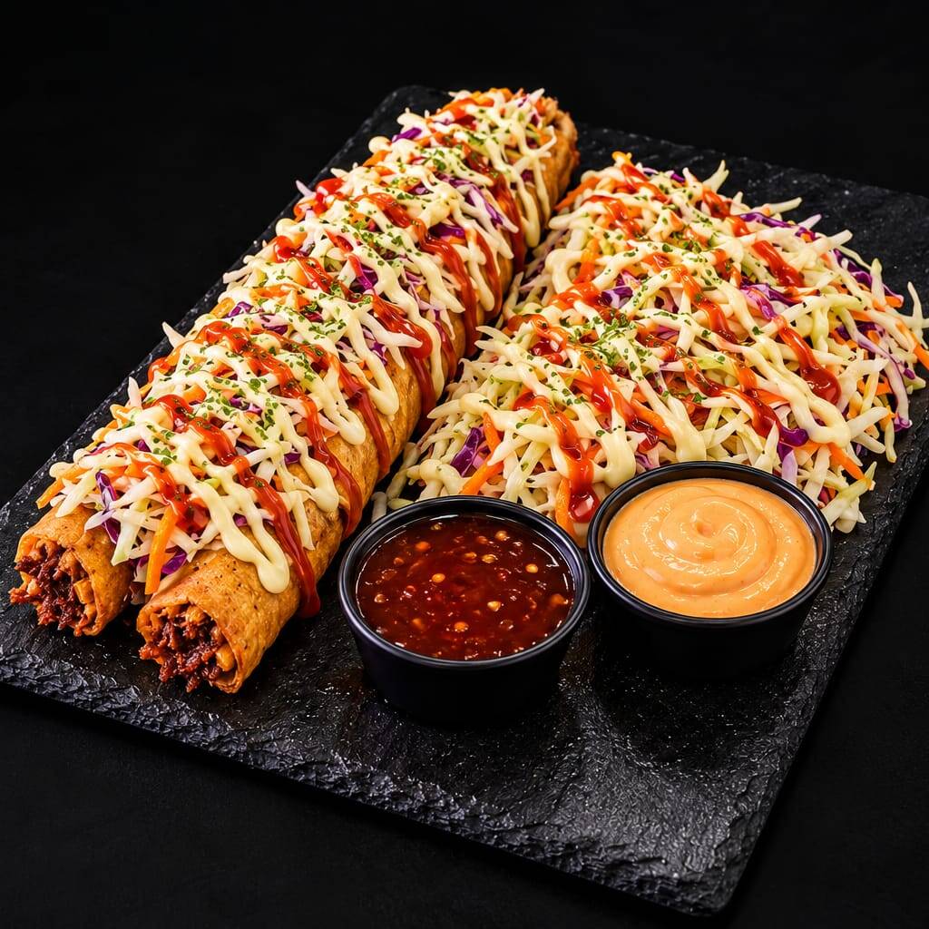 Taco Grande con Repollo y Salsas