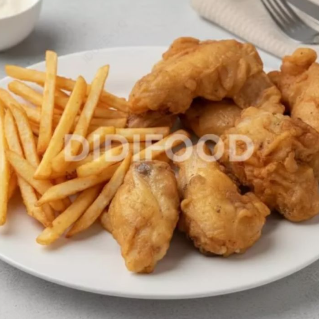 Alitas de Pollo + Papas Fritas