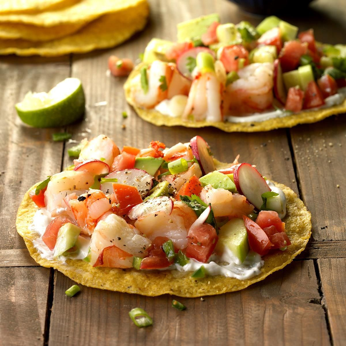 Tostada de Ceviche de camaron