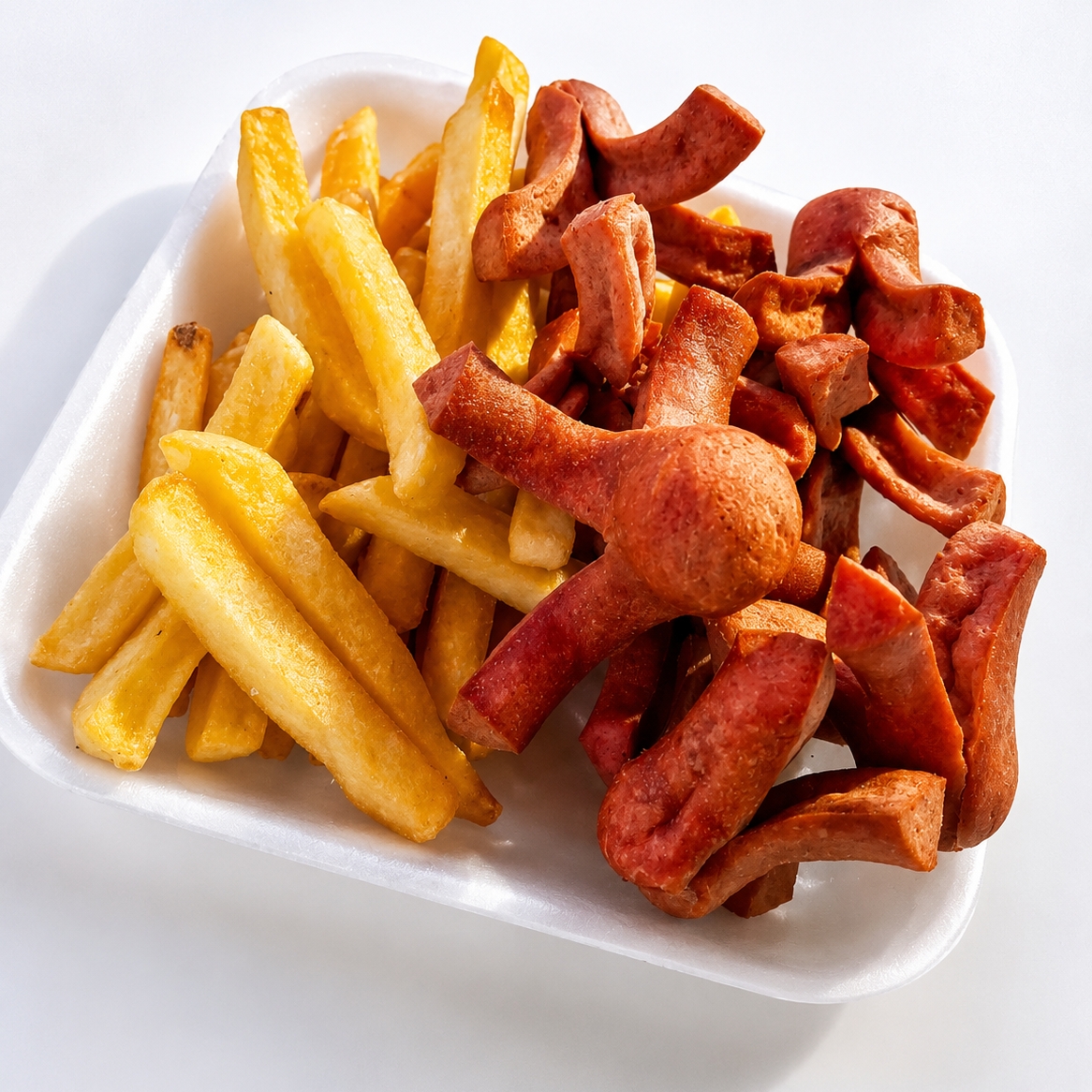 Salchipulpos combinados con papas