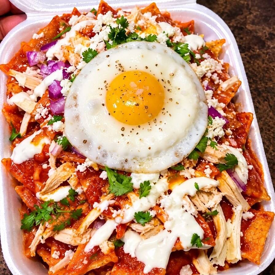 chilaquiles con huevo + refresco