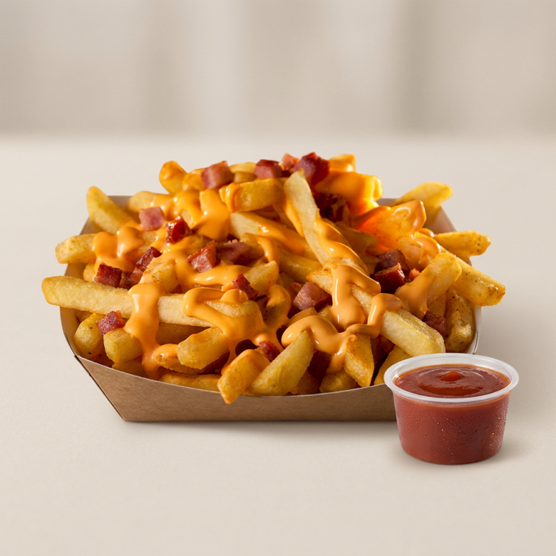 Batatas cuidadosamente temperadas e cobertas por muito cheddar e bacon. Acompanha 1 potinho de Molho. Caso tenha preferência de sabor, informar no campo de observação. Devido a logística do delivery, pode ser que a nossa batata não chegue 100% em temperatura e crocância.